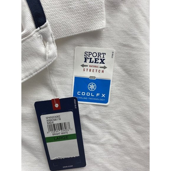 izod Polo Shirt Mens White Golf T-Shirt Collared Size Large, New - Picture 2 of 12
